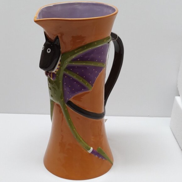Patience Brewster Krinkles Halloween Bat Cat Pitcher - Picture 4 of 5